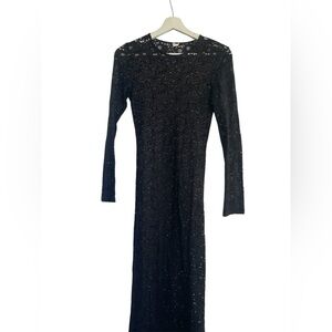 WHET whimsy goth Vintage Elegant Black Lace Maxi Beach Dress Size Small